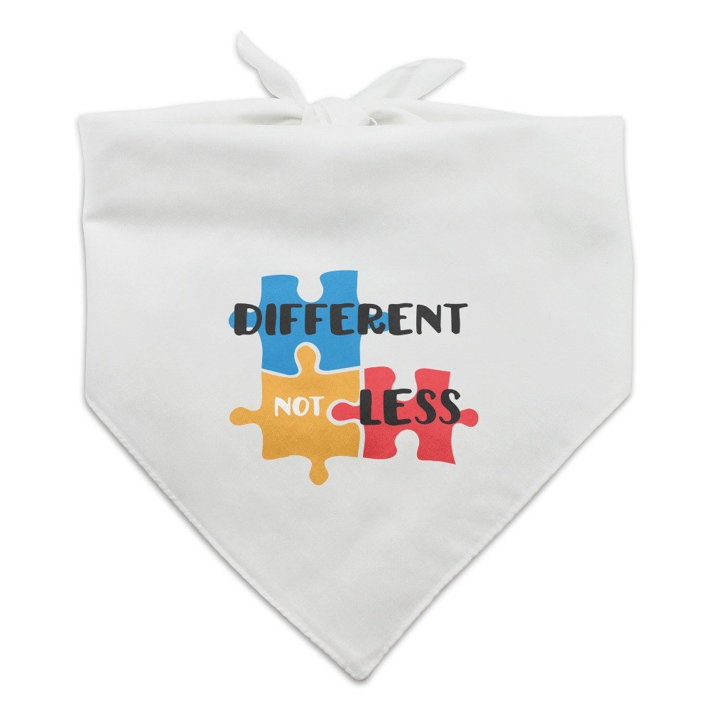 Autism Awareness Puzzle Pieces Dog Bandana - White Pet Bandana for Dogs with Autism Support & Acceptance | Perfect for Therapy Dogs, Service Pets, and Autism Awareness Events