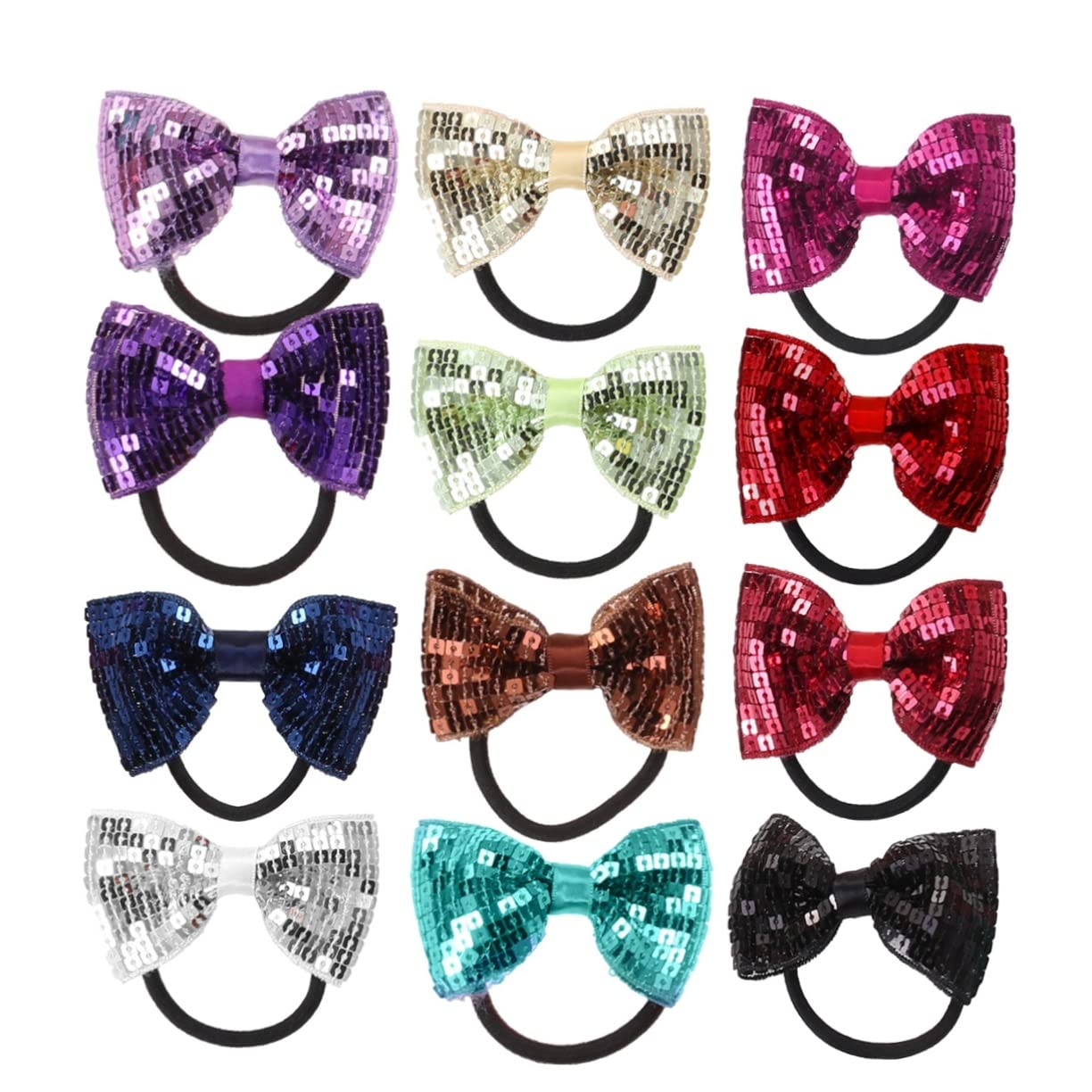 FOMIYES 12 Pack Stretch Hair Ties with Bow Knots - Soft Ponytail Holders for Girls & Women, Durable Hair Accessories for School, Sports, and Everyday Use
