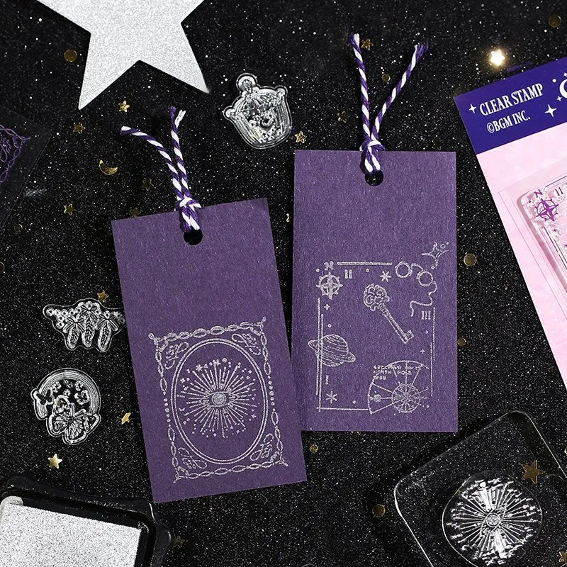 BGM Clear Stamp Set - Retro Starry Moon Poem Stamps for Scrapbooking, Card Making, Journaling & DIY Crafts - Perfect for Greeting Cards, Invitations, and Planner Decorations