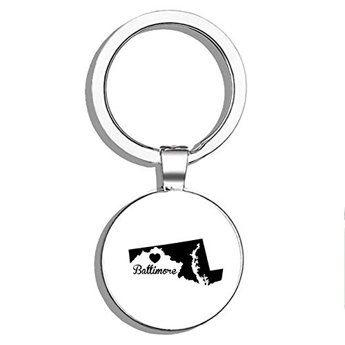 Baltimore Maryland Double Sided Stainless Steel Keychain - Durable Key Ring Holder with Car Key Finder | Perfect for Home, Office & Travel Organization