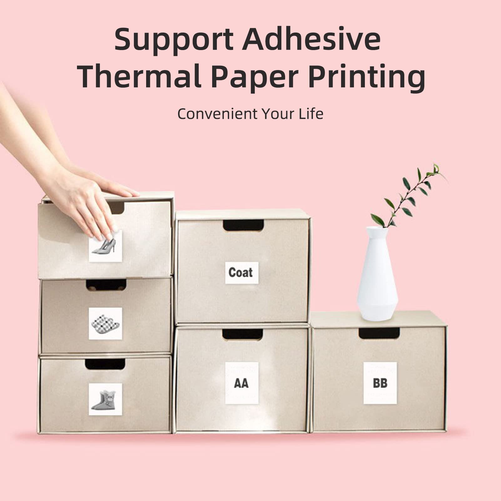 YDuupxe Mini Portable Bluetooth Printer - Wireless BT 4.0 Thermal Printer for Smartphones with Multiple Templates | Perfect for Receipts, Labels, Notes & DIY Crafts at Home/Office