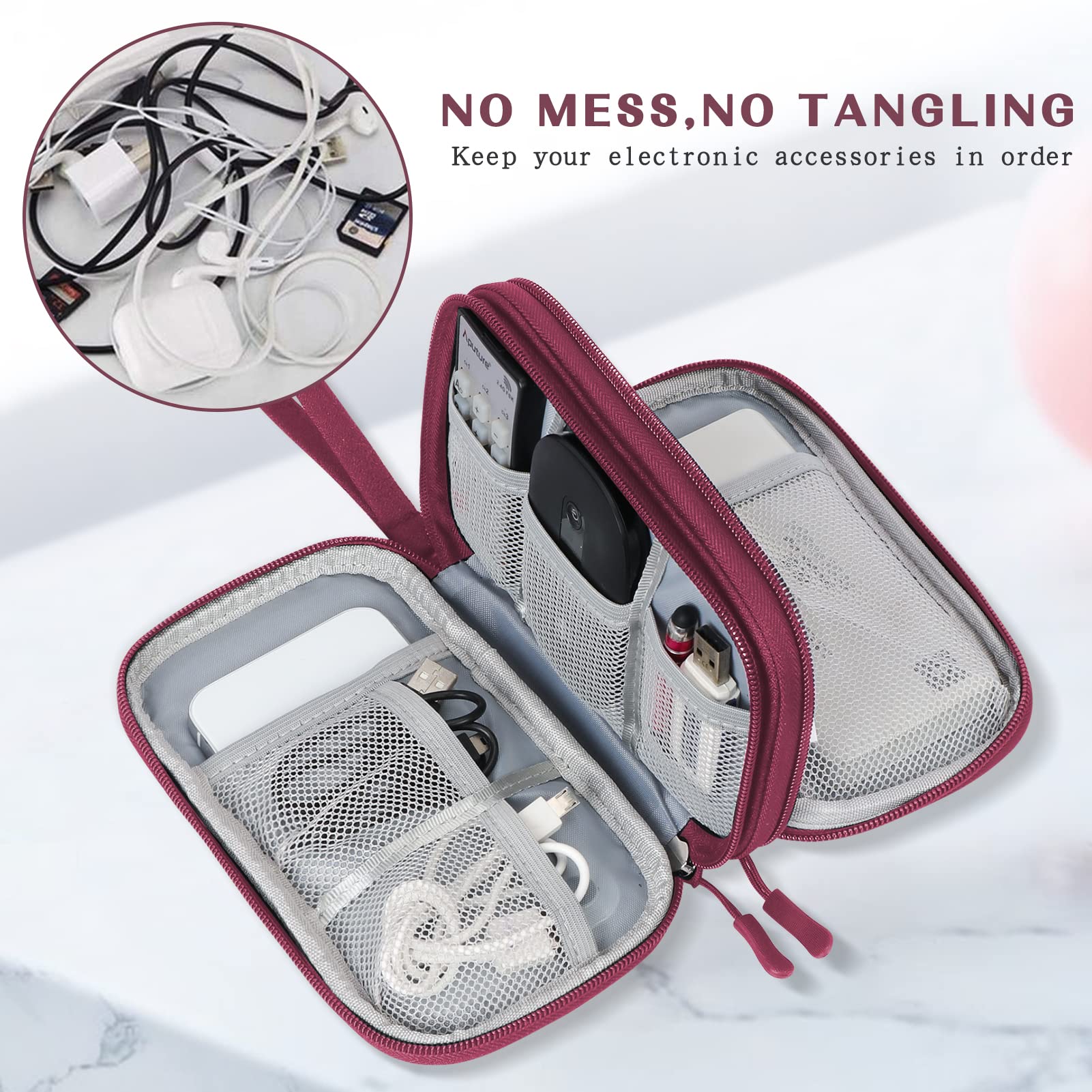 FYY Travel Cable Organizer Bag - Waterproof Double Layer Storage for Charger, Phone, Earphone - Perfect for Travel & Daily Use