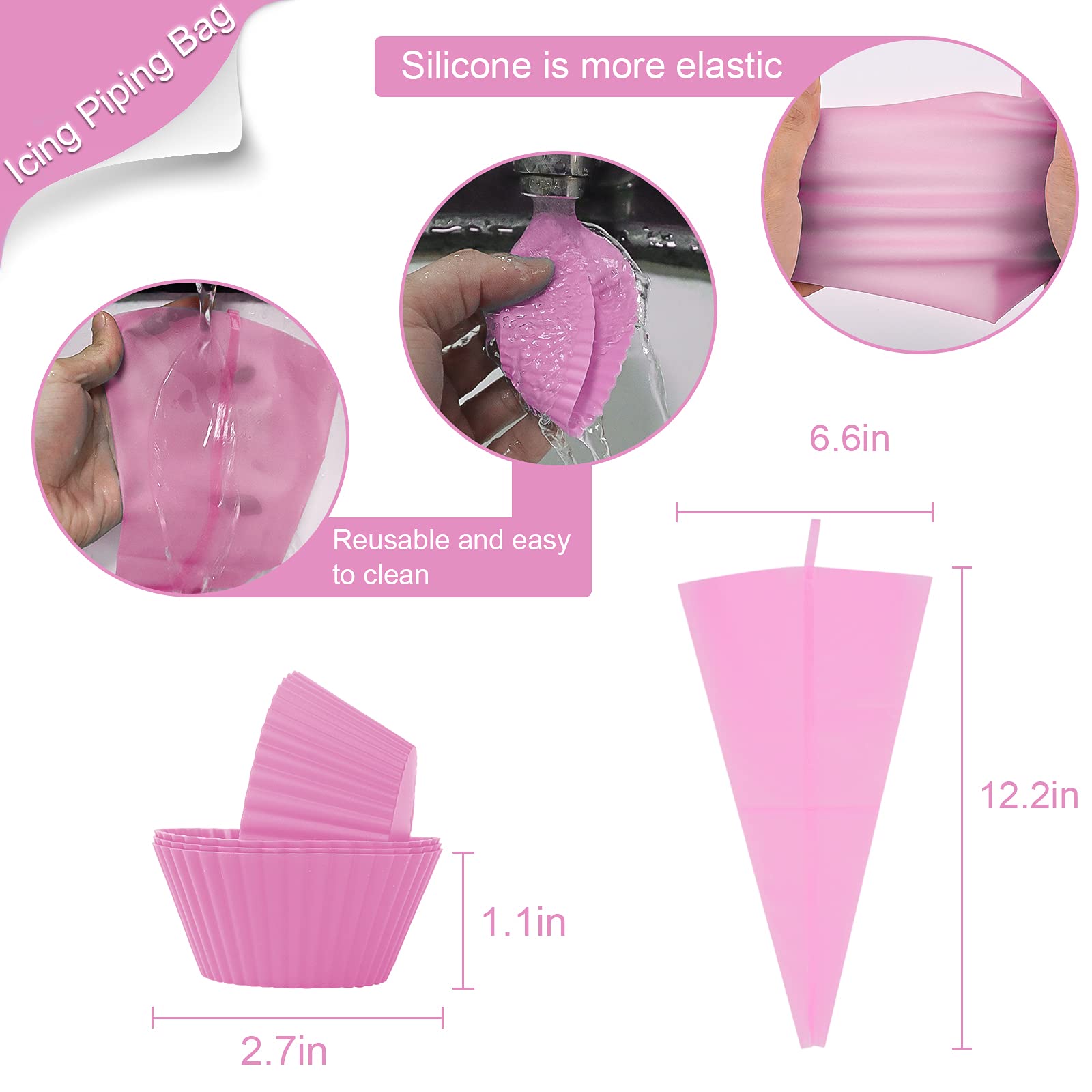 NANAKKI 35PCS Professional Cake Decorating Kit - 24 Icing Tips & Silicone Piping Bags with Storage Box (Pink) | Perfect for Birthday Cakes, Cupcakes, Cookies & Pastry Decorating