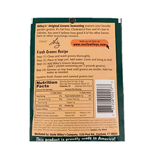 Wileys Original Greens Seasoning - Vegetable Seasoning Blend for Salads, Soups & Veggies | 1.0oz Packs (Pack of 4) | Fat Free, Cholesterol Free, All Natural Seasoning | Perfect for Cooking, Meal Prep & Healthy Eating