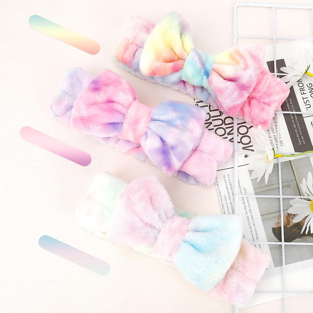 3-Piece Spa Headbands for Girls - Soft Makeup & Skincare Headbands for Washing Face, Easter Basket Stuffers for Teens, Trendy Bow Headband for Teenage Girls - Perfect for Spa Days, Skincare Routines & Easter Gifts