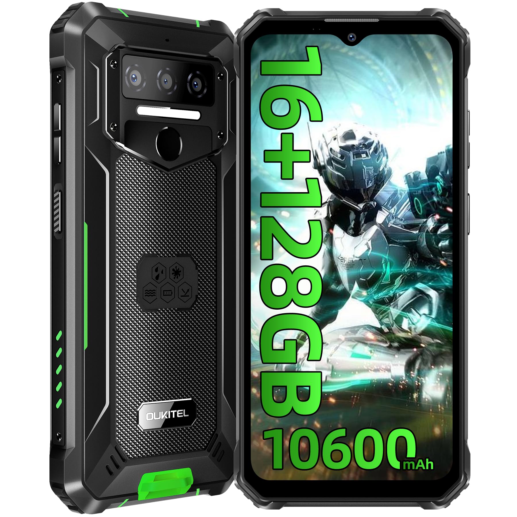 OUKITEL WP23 PRO Rugged Smartphone - 16GB RAM 128GB ROM, 10600mAh Battery, 6.52