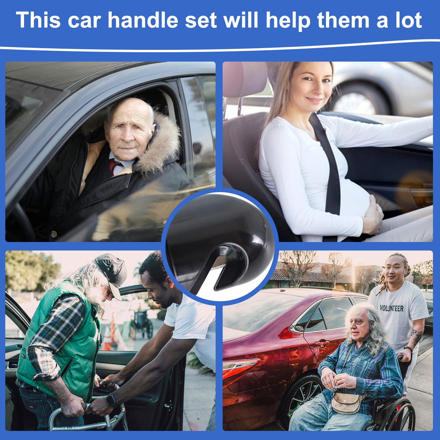 2-Pack 3-in-1 Car Door Handle Assist for Seniors - Elderly Car Support Handle & Multifunctional Cane Grip - Perfect for Easy Vehicle Entry/Exit & Mobility Assistance