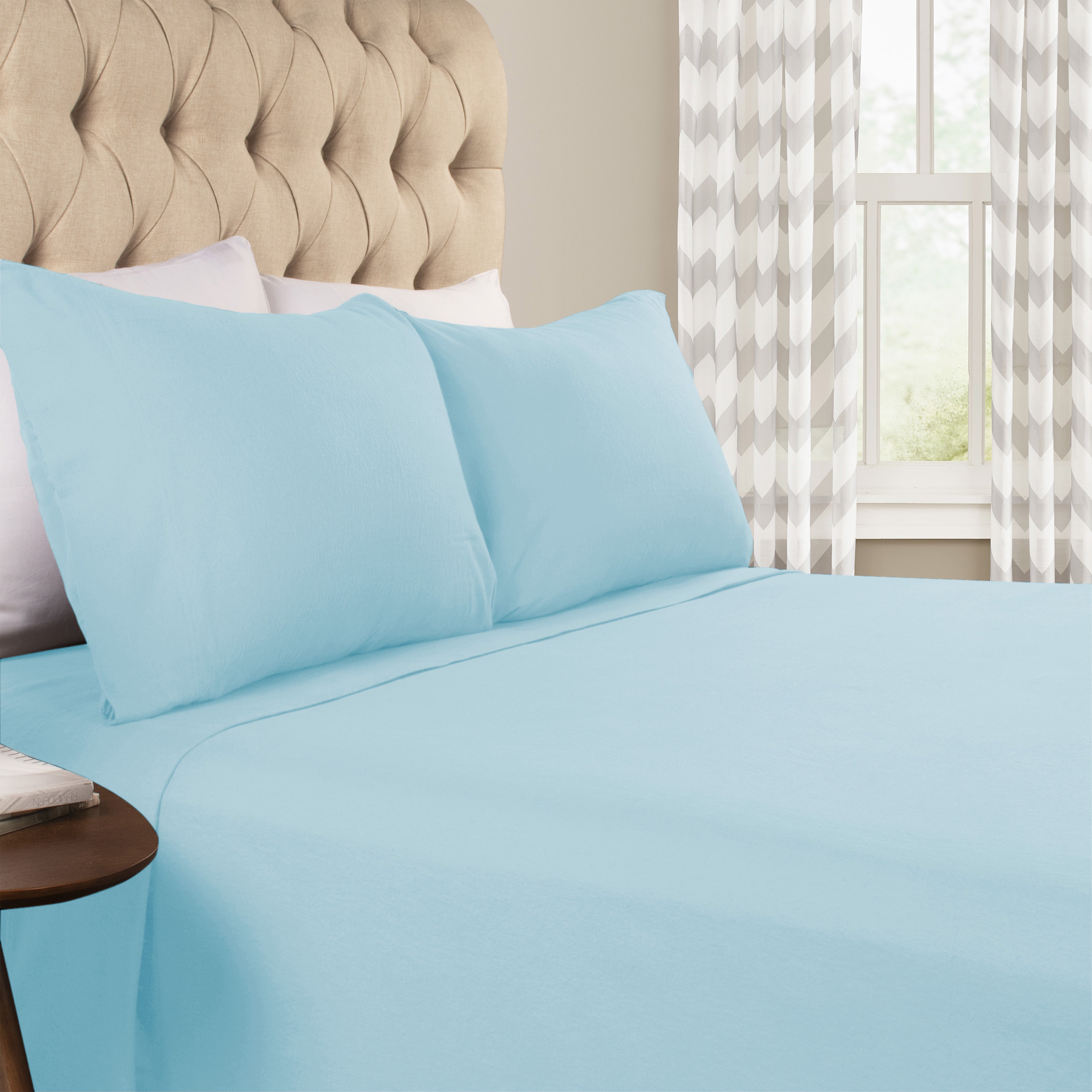 Premium Flannel Cotton Bed Sheet Set - Soft & Cozy Deep Pocket Fitted Sheets - Modern Solid Colors - Perfect for Winter Nights & Cold Weather Comfort