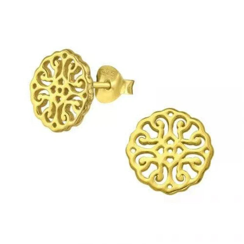 Vintage Gold Plated Stud Earrings for Women - Elegant Antique Style Jewelry for Parties, Weddings & Everyday Wear