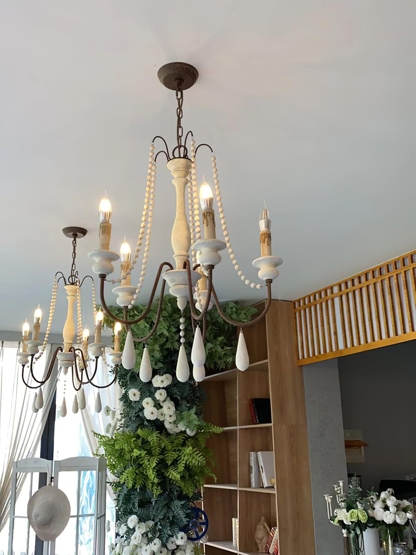 Elegant Beaded Chandelier with Candle-Style Lights - Perfect for Dining Room, Bedroom, or Living Room Decoration