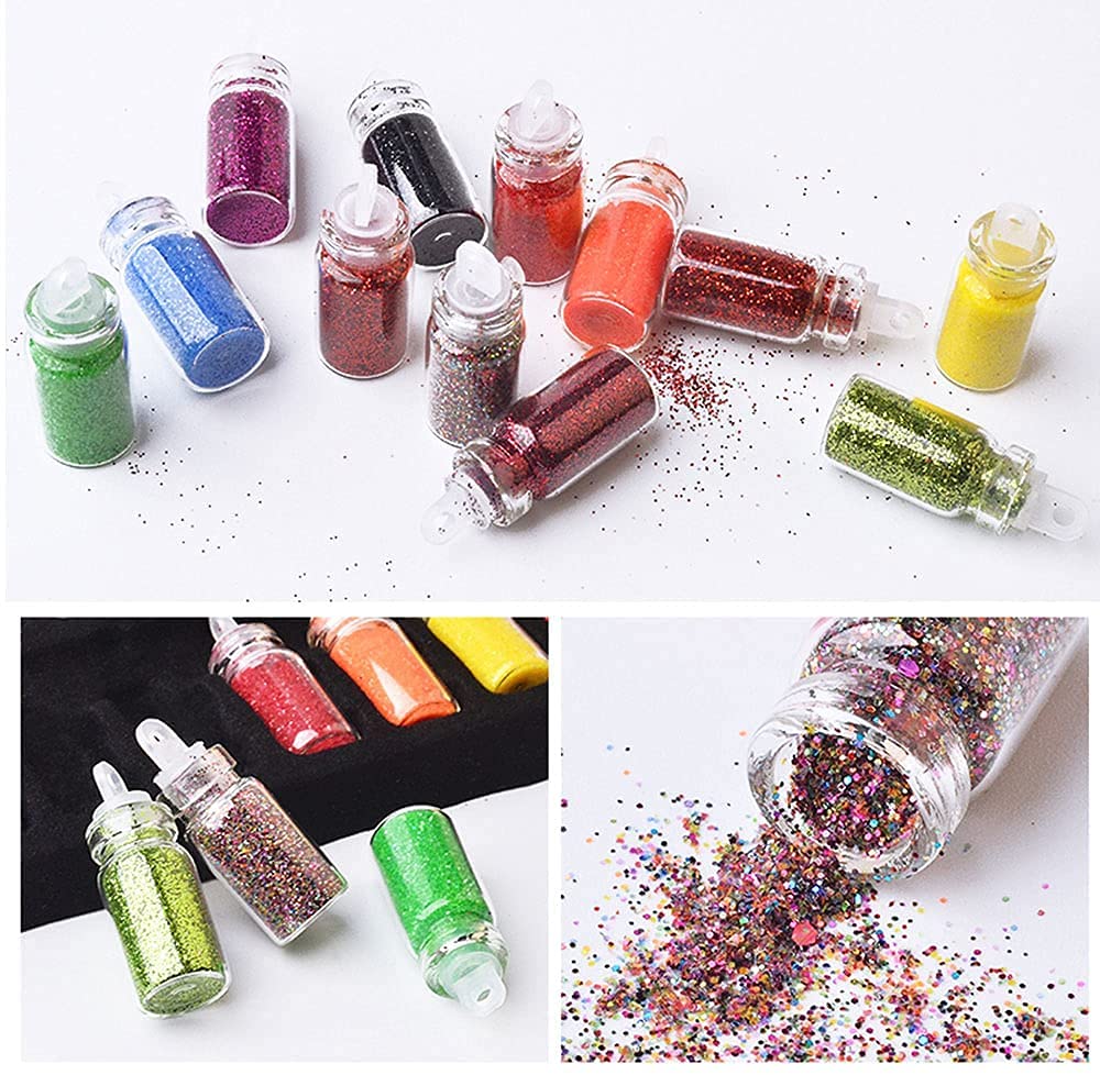 Belicia 3D Nail Art Decoration Kit - 48 Bottles with Free Nail Art Tweezer for DIY Nail Designs, Manicure, Pedicure & Salon Use