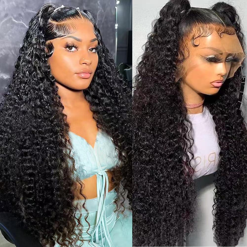 30 Inch Water Wave 13x6 HD Lace Front Wig Human Hair Pre Plucked 200% Density Deep Part Curly Wig for Women with Baby Hair - Natural Look for Daily Wear, Parties & Special Occasions
