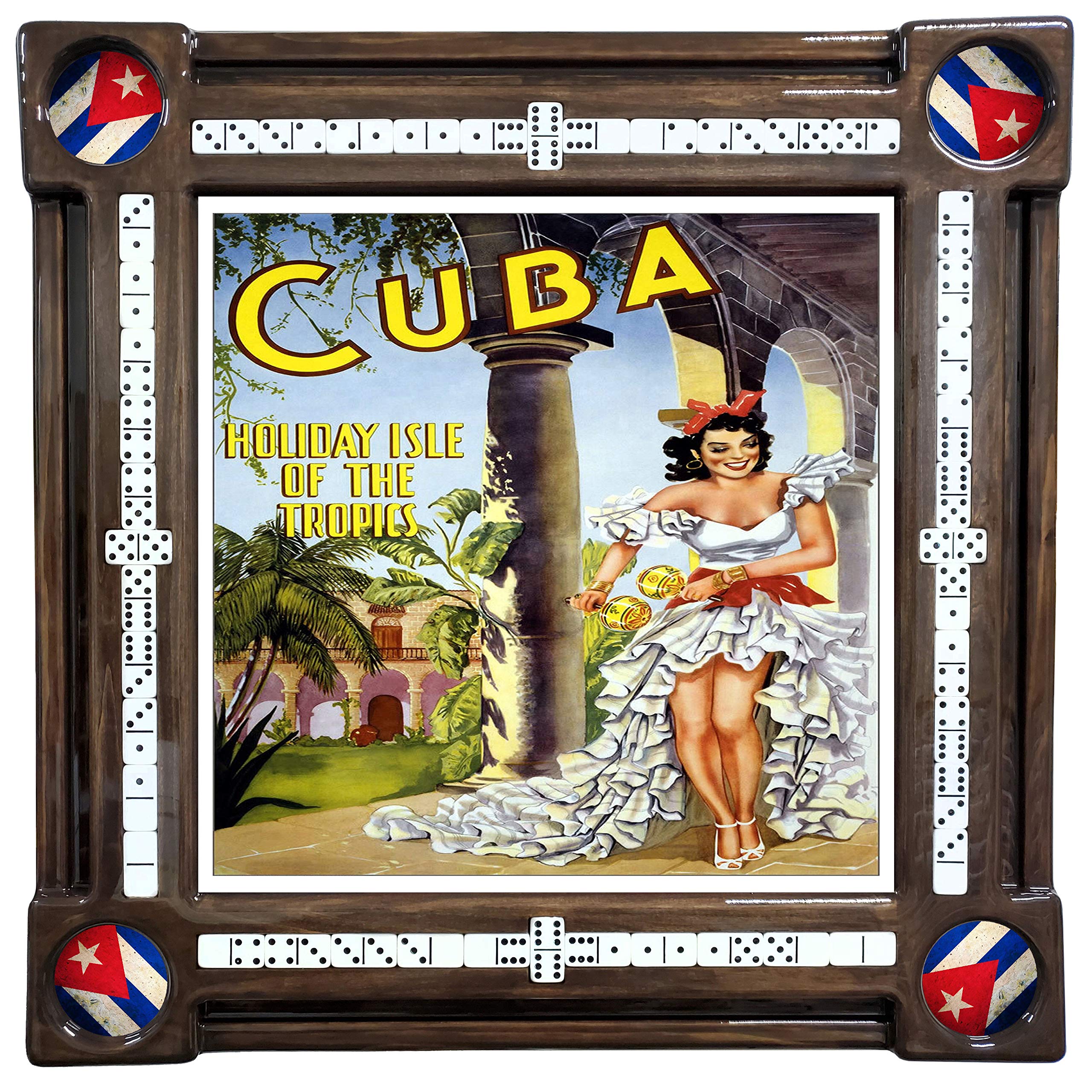 Vintage Cuban Style Domino Game Table - Handcrafted Wooden Dominoes Table for Adults - Perfect for Family Game Nights, Backyard Parties & Latin-Themed Decor