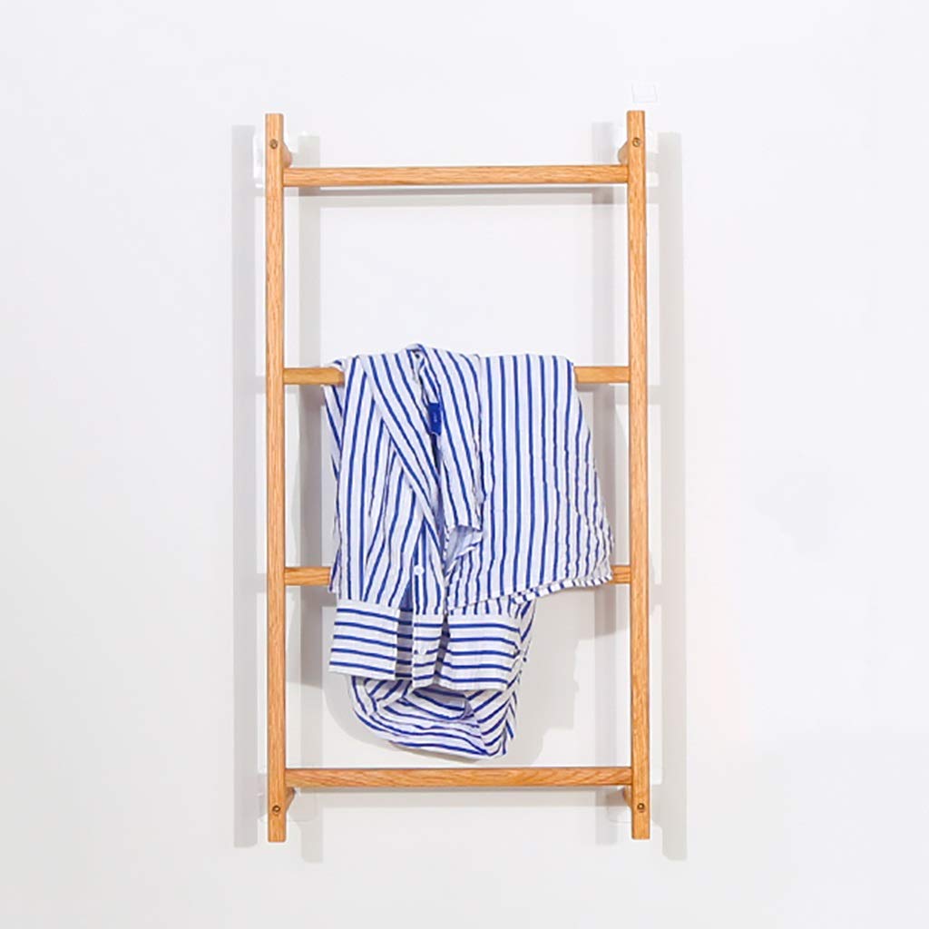 Wooden Wall Mounted Clothes Rack & Towel Holder - No Drill Installation for Bathroom, Bedroom, Dorm (Size 80x42x13cm) - Perfect for Organizing Scarves, Hats & Accessories