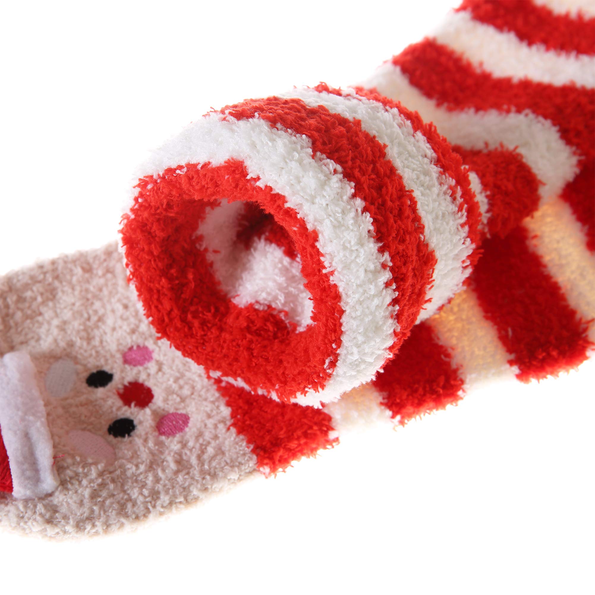 Wander G Women's Over Knee High Fuzzy Socks - Cute Cartoon Thigh High Stockings, Warm Striped Leg Warmers for Winter, Christmas Gifts, Lounge & Home Comfort