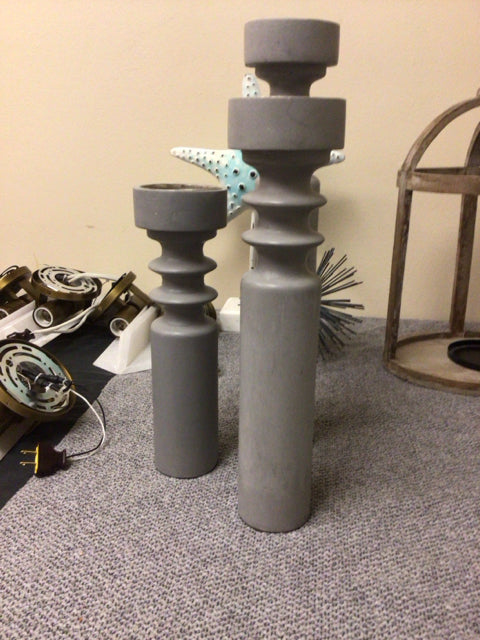 Set of 3 Elegant Grey Candle Holders - Modern Home Decor for Dining Table, Wedding Centerpiece & Romantic Ambiance
