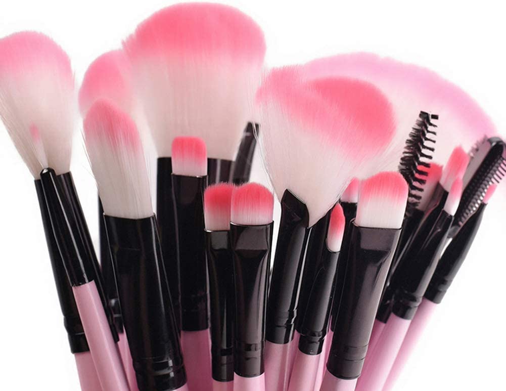 MELODINE 24-Piece Soft Bristle Makeup Brush Set with Storage Pouch - Premium Cosmetic Brushes for Foundation, Blending, Contouring & Eyeshadow - Perfect Gift for Makeup Lovers (Pink)