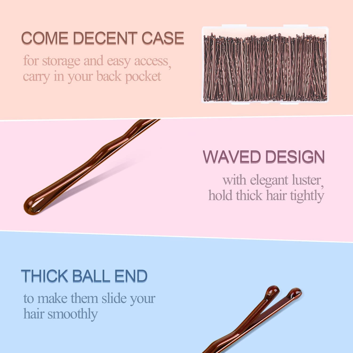 MORGLES 120pcs Bobby Pins for Women & Kids - Brown Hair Clips & Hair Grips (2in/5cm) with Storage Box - Perfect for Updos, Braids & Everyday Hairstyling