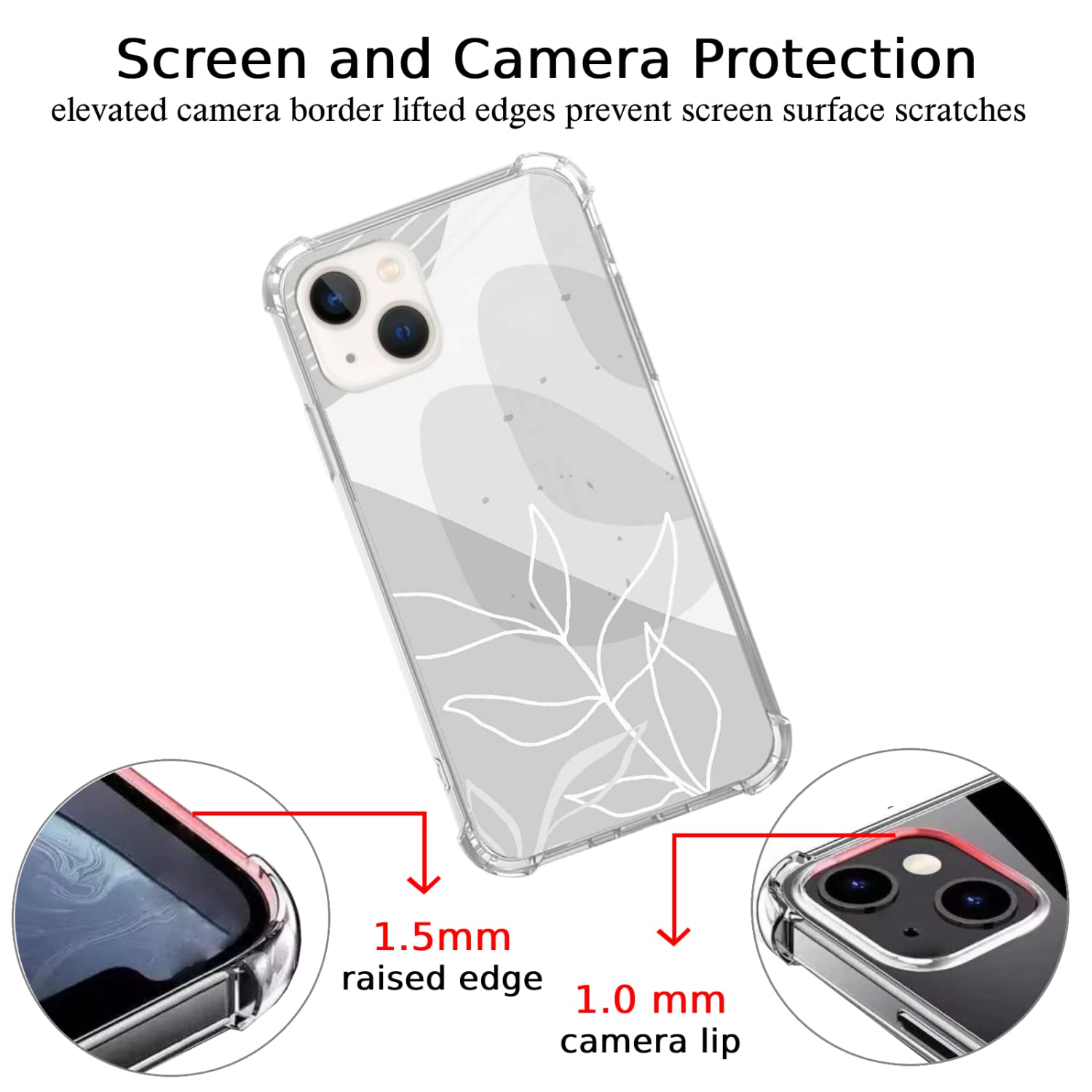 Modern Abstract Floral iPhone 13 Case - Soft TPU Bumper Cover for Women & Men | Trendy Grey Plant Art Design - Perfect for Daily Use, Office & Outdoor Protection