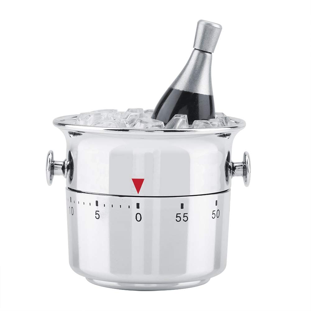 60 Minute Wind Up Mechanical Kitchen Timer - Stainless Steel Bucket Shaped Timer for Baking, Cooking, Steaming & Oven Use | Perfect for Home Chefs & Bakers | Durable Manual Timer for Kitchen, Classroom & Office Use