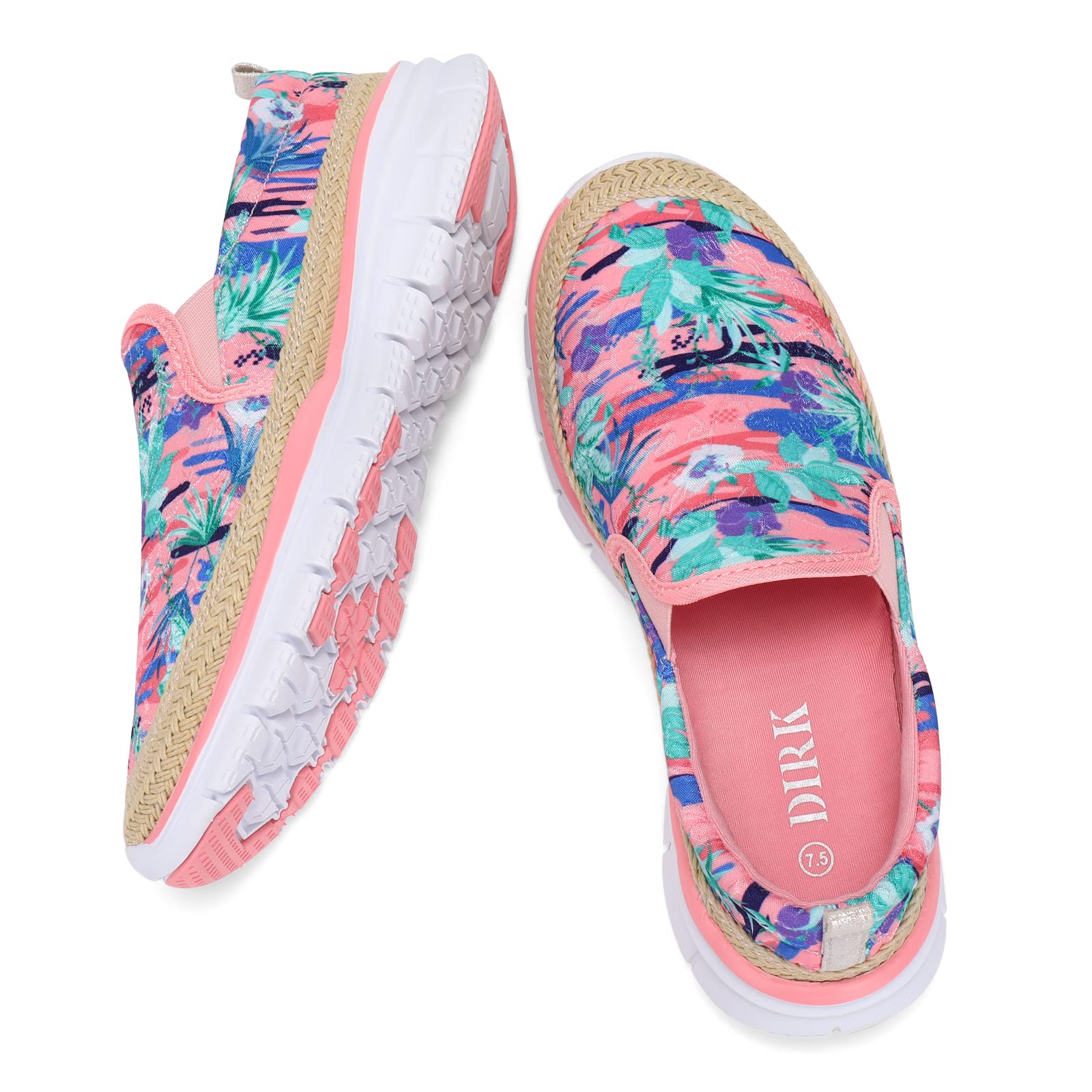 Women's Floral Slip-On Loafers with Arch Support - Lightweight Travel Sneakers for Walking, Work & Casual Outfits