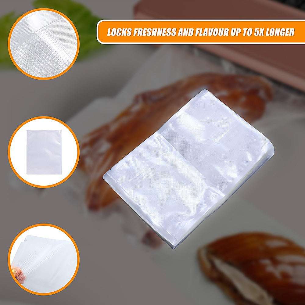 100 Pack Vacuum Sealer Bags for Food Storage - 20cm x 30cm Heat Seal Cryovac Bags | Keep Food Fresh Longer for Meal Prep, Sous Vide & Freezer Storage