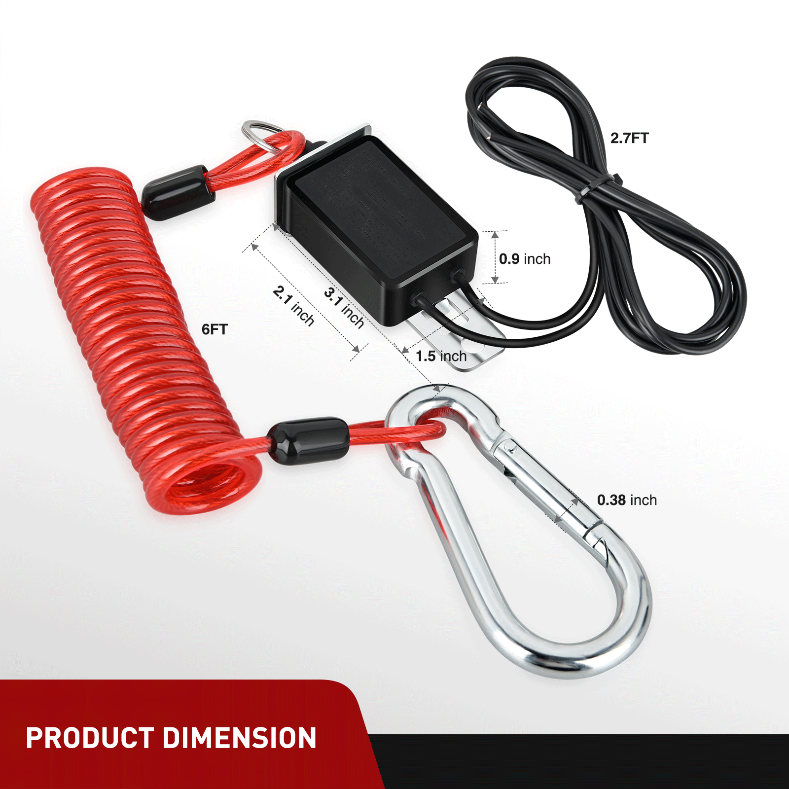Trailer Breakaway Switch with 6FT Spring Coiled Cable - Emergency Brake Safety System for RV, Boat & Utility Trailers - Perfect for Towing & Roadside Emergencies
