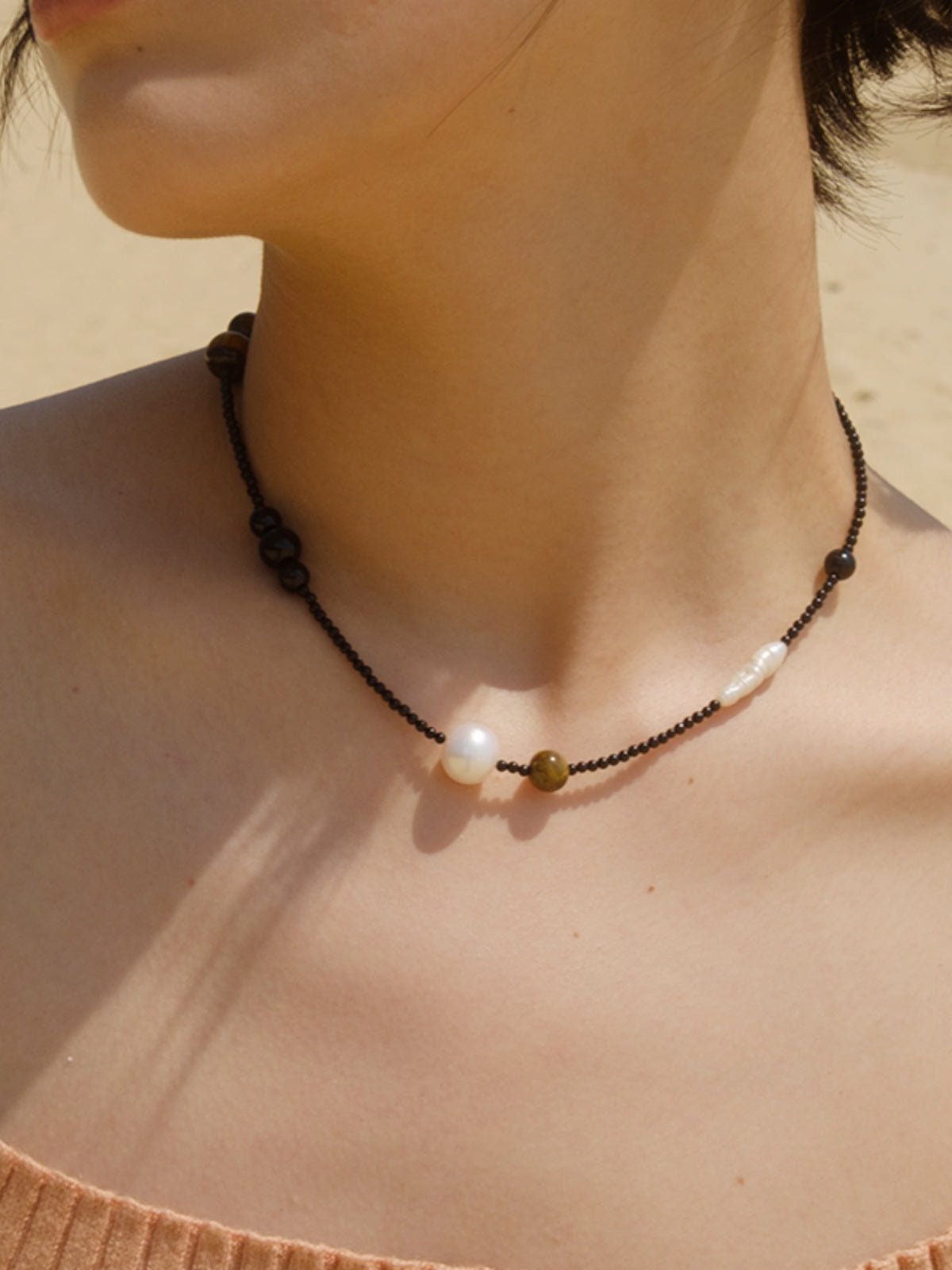 Black Agate and Tiger Eye Stone Necklace for Women - Natural Gemstone Jewelry for Protection & Strength - Perfect for Meditation, Yoga & Spiritual Healing