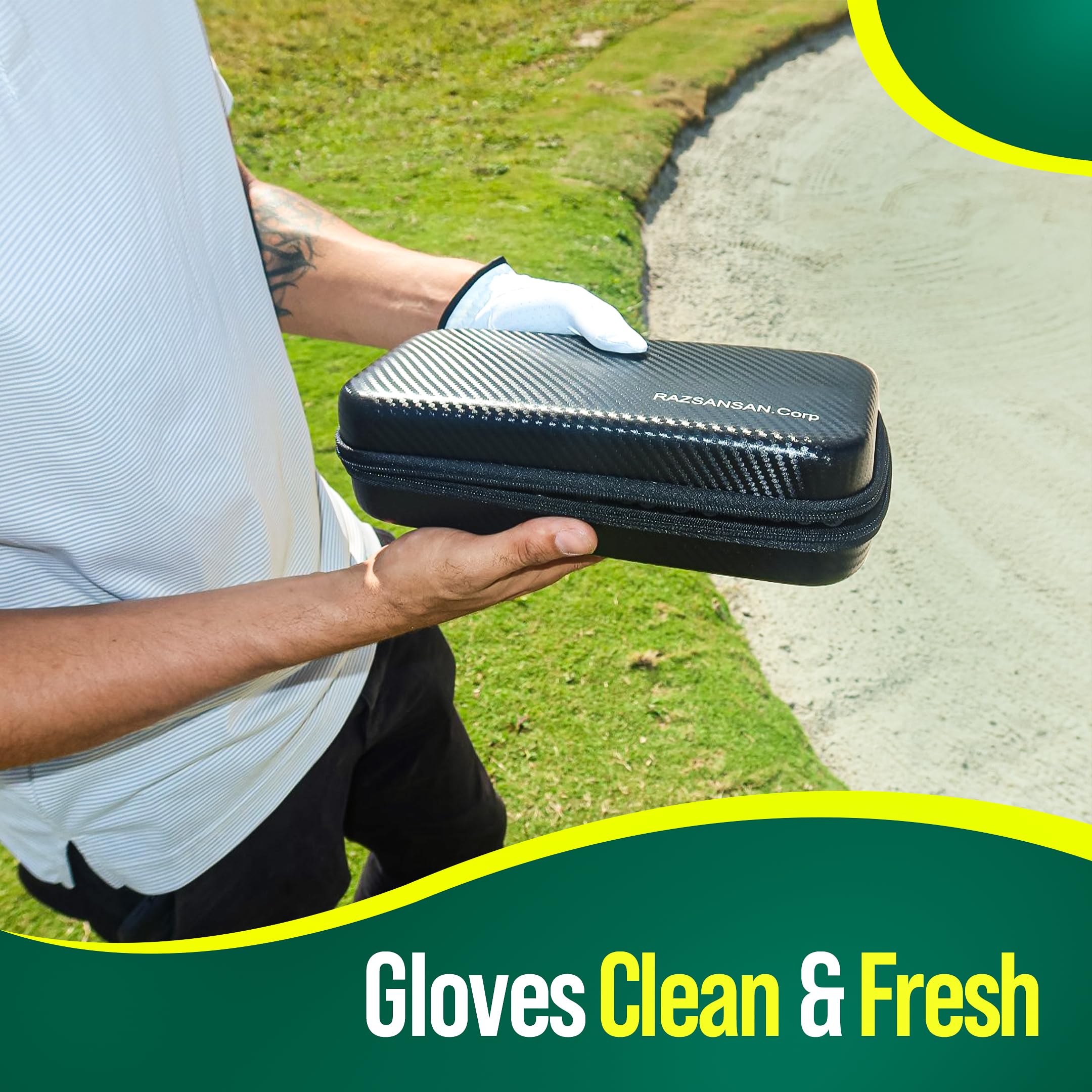 Premium Golf Glove Holder & Organizer - Durable Golf Bag Accessories for Men - Essential Golf Ball & Glove Storage Case - Perfect for Golf Course & Travel Use