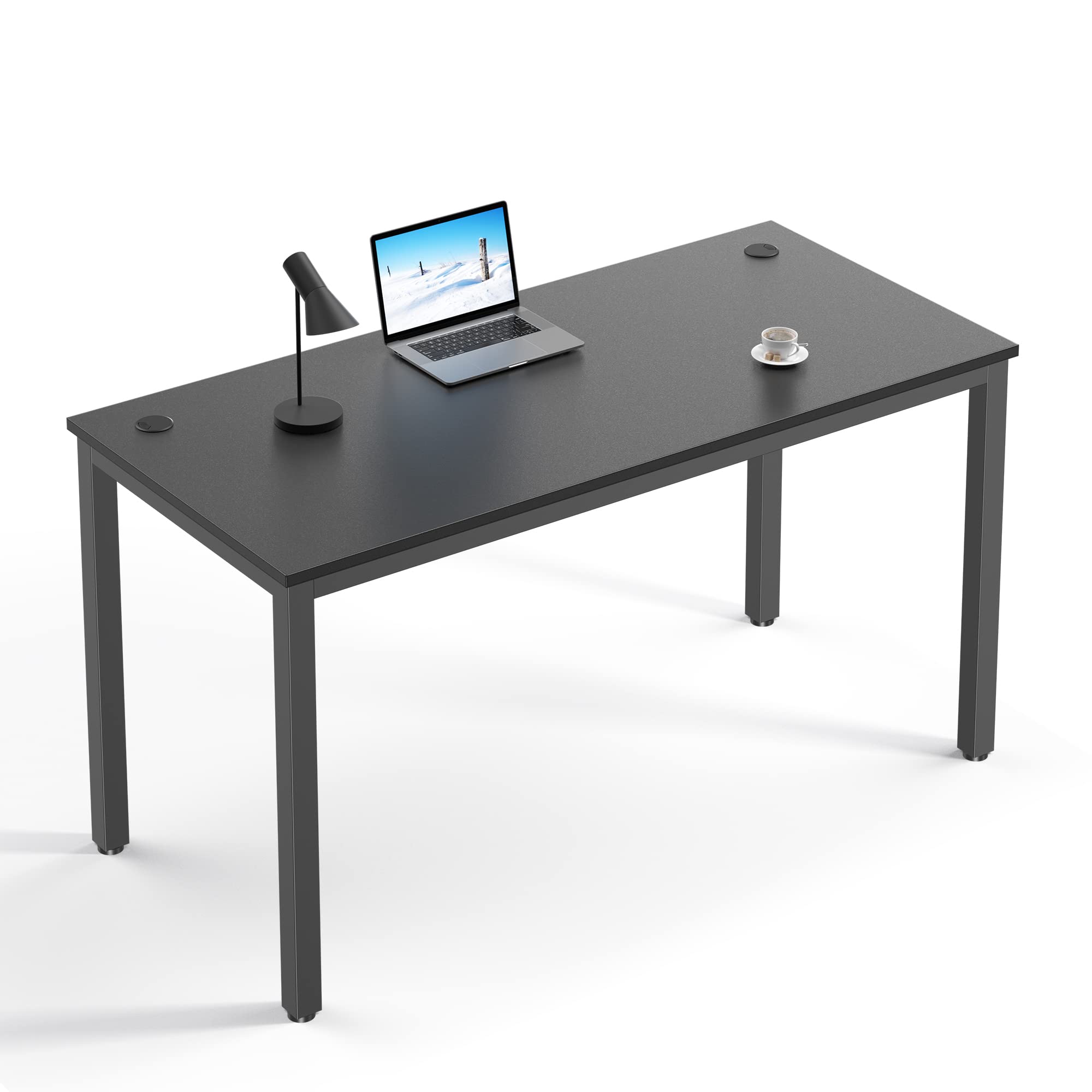 DESIGNA 55 Inch Modern Computer Desk for Home Office - Sturdy & Easy to Assemble Writing Study Desk with Simple Style in Black - Perfect for Remote Work, Gaming & Small Spaces