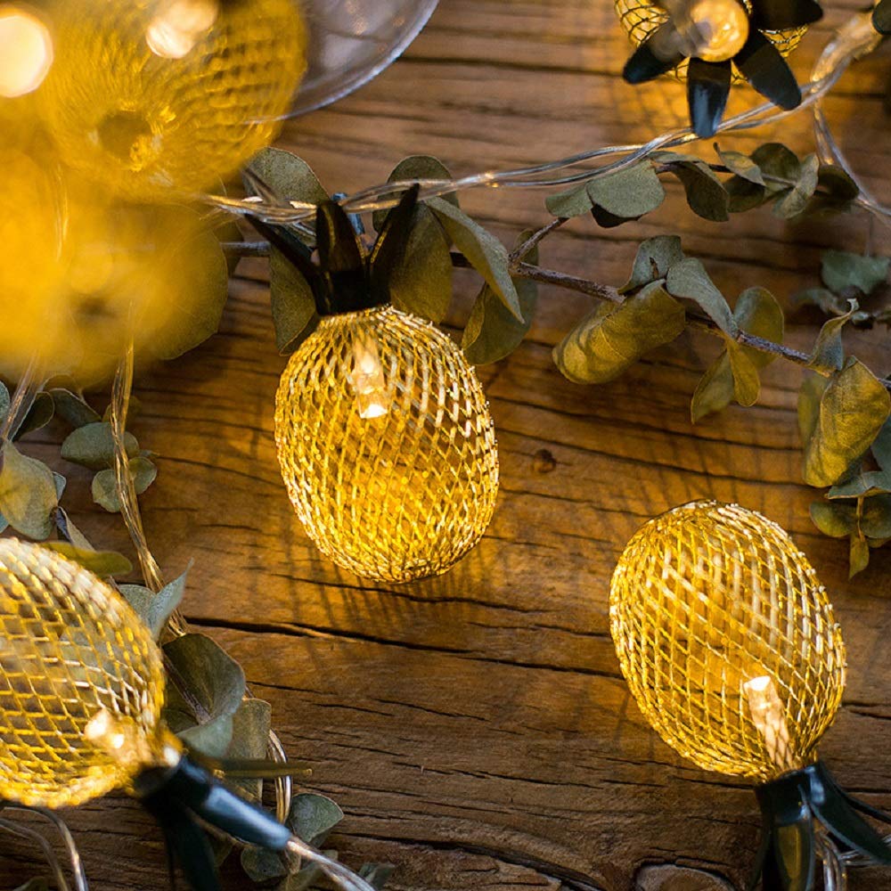 Merdeco 10ft Pineapple LED String Lights - Warm White Fairy Lights for Party & Wedding Decor