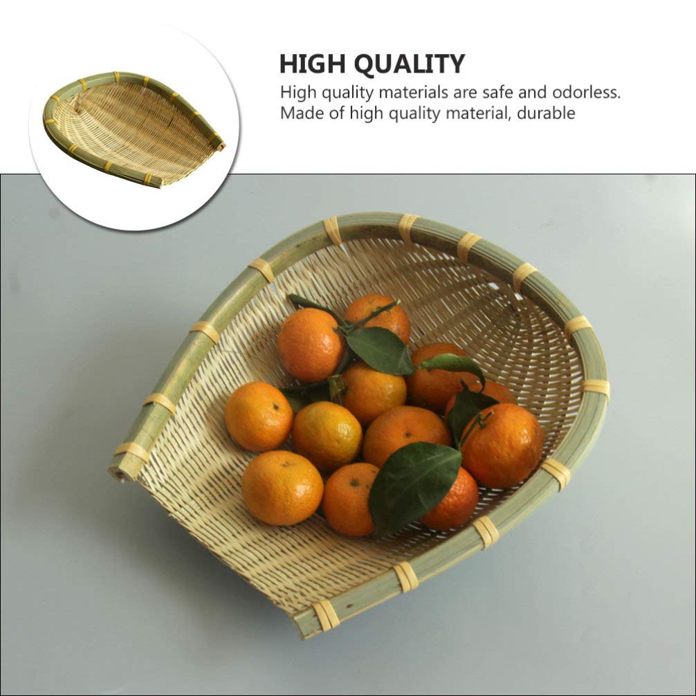 DOITOOL Solid Wood Pallet & Bamboo Basket Set - Multi-Purpose Kitchen Storage for Vegetables, Fruits & Food - Handwoven Bamboo Dustpan & Basket for Home Organization - Perfect for Pantry, Countertop & Dining Room Decor