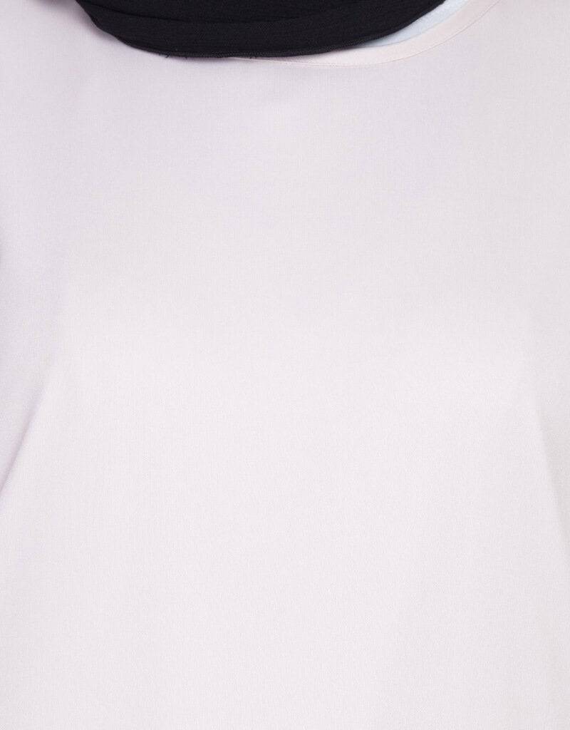 Elegant White Stretchable Abaya with Arabic Waist Pleating in Pink - Perfect for Prayer, Modest Fashion, and Special Occasions