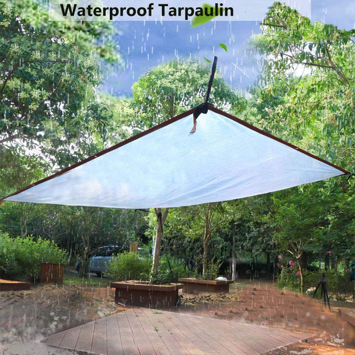 16x32ft Clear Heavy Duty Waterproof Tarpaulin with Grommets - Transparent Dustproof Rainproof Tarp for Garden, Outdoor Furniture, Car Covers & Camping Protection