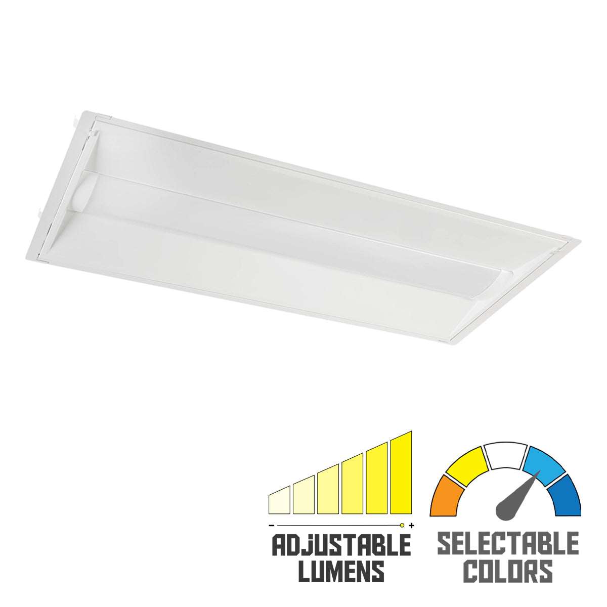 2x4 LED Troffer Retrofit Light Fixture - 30W/38W/45W, 5850 Lumens, 3500K/4000K/5000K CCT, 120-277V, Center Basket - Perfect for Office, Warehouse & Commercial Lighting