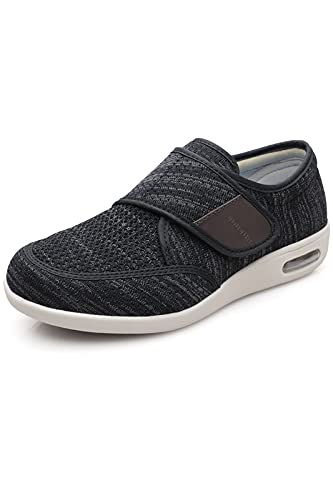 Diabetic Shoes for Men Wide Width - Adjustable Closure Breathable Lightweight Non-Slip Sneakers for Elderly with Swollen Feet & Edema - Ideal for Walking, Daily Wear & Foot Comfort
