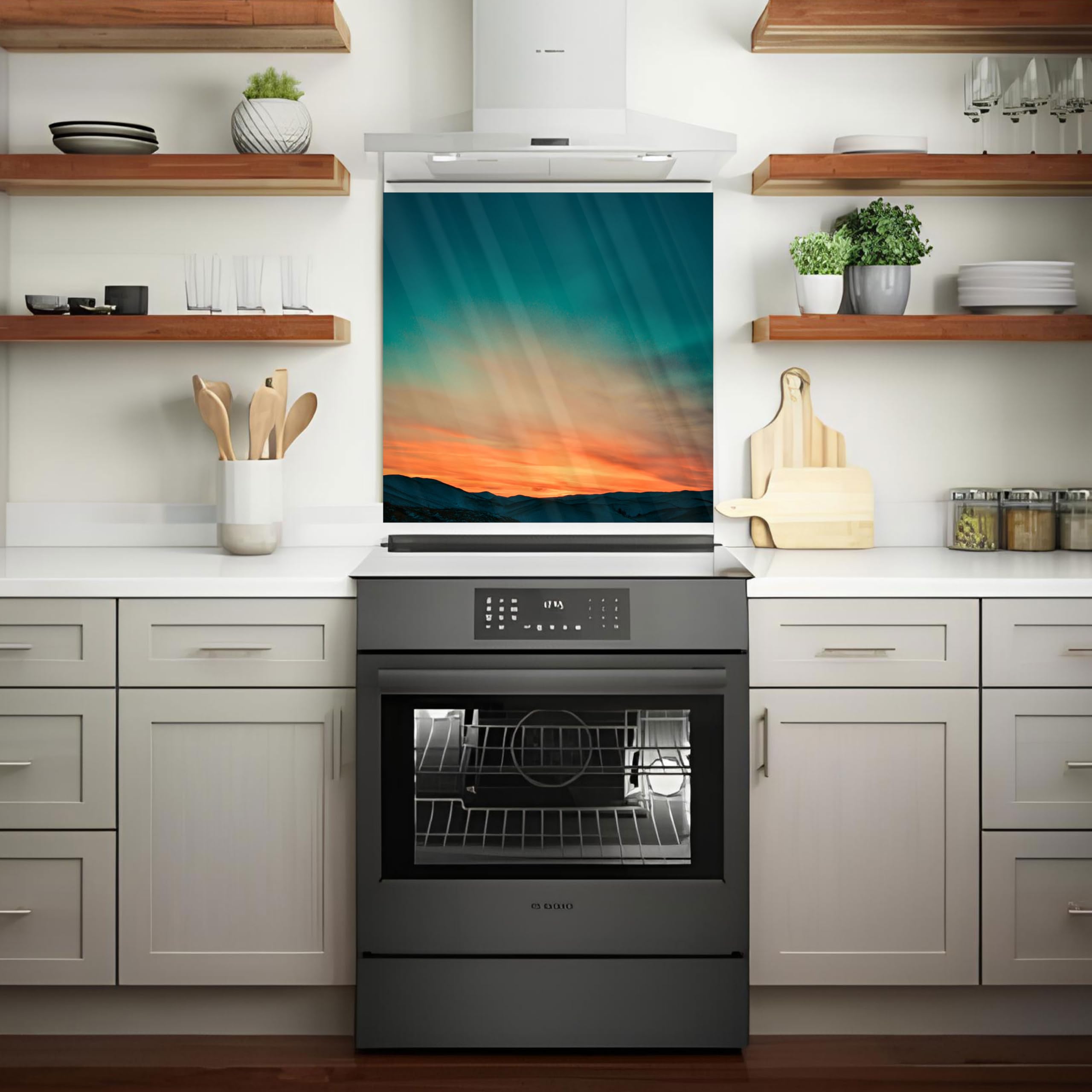 Heat Resistant Tempered Glass Kitchen Backsplash - Peel and Stick Stove Backsplash for Easy Cleaning | Perfect for Modern Kitchens, DIY Home Renovation & Apartment Upgrades