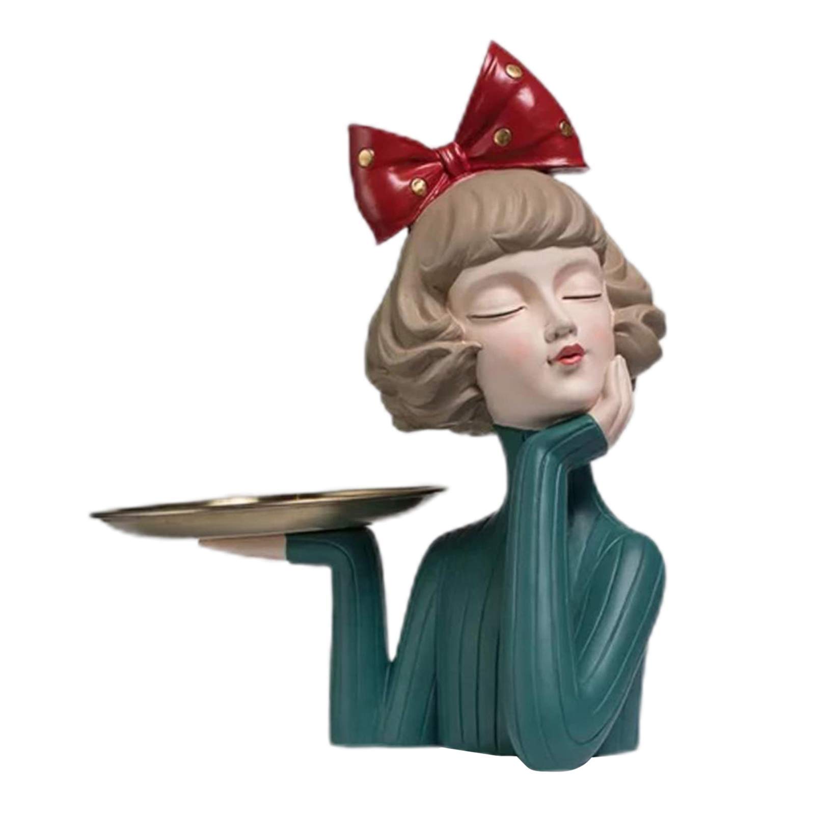 KAUTO Cute Anime Girl Resin Statue - Handcrafted Home Decor Figurine, Unique Housewarming Gift for Anime Lovers - Green | Perfect for Bookshelf, Office Desk & Living Room Display