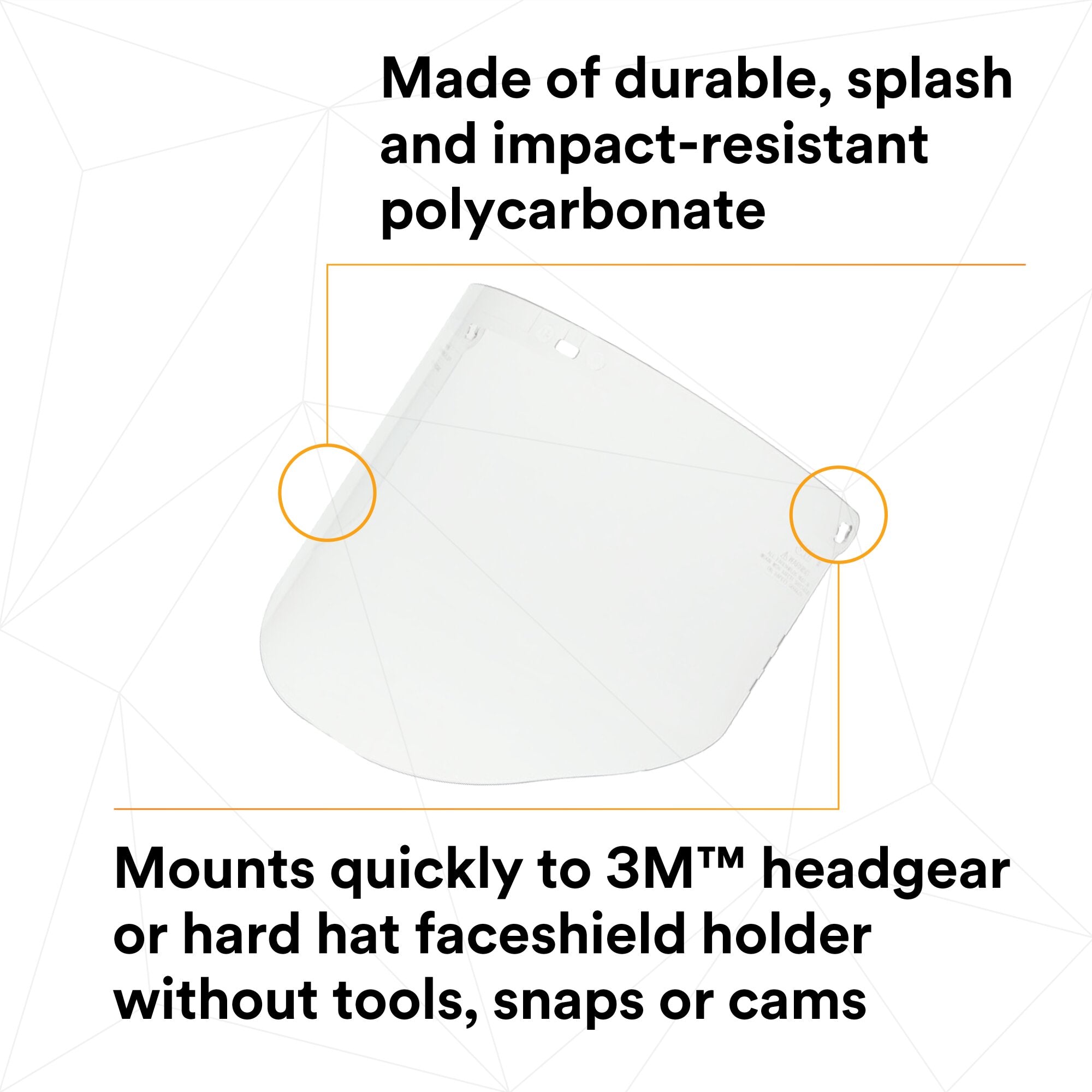 3M Clear Polycarbonate Faceshield WP96 (82701-00000) - Molded Safety Face Shield for Construction, Woodworking & Industrial Use - Impact Resistant Eye Protection for Workers
