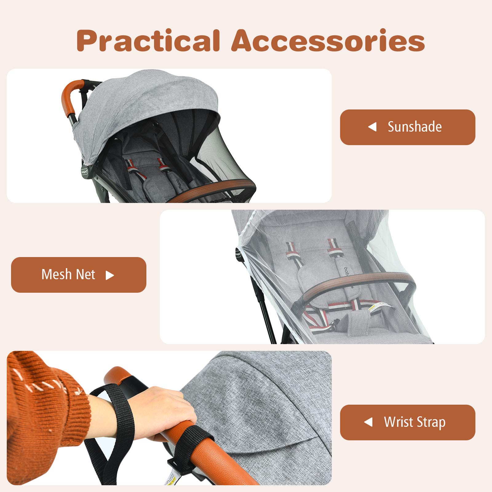BABY JOY Lightweight Compact Baby Stroller for Travel - Airplane Approved Infant Stroller with 5-Point Safety Harness, Adjustable Backrest & Canopy, Storage Basket | Easy One-Hand Fold Gray Stroller for Newborns & Toddlers | Perfect for Air Travel, Shopping & Daily Walks