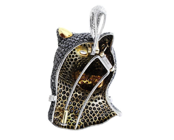 18K White Gold Salvetti Black Diamond Panther Pendant Necklace for Women - Elegant Jewelry Gift for Birthday, Anniversary & Special Occasions