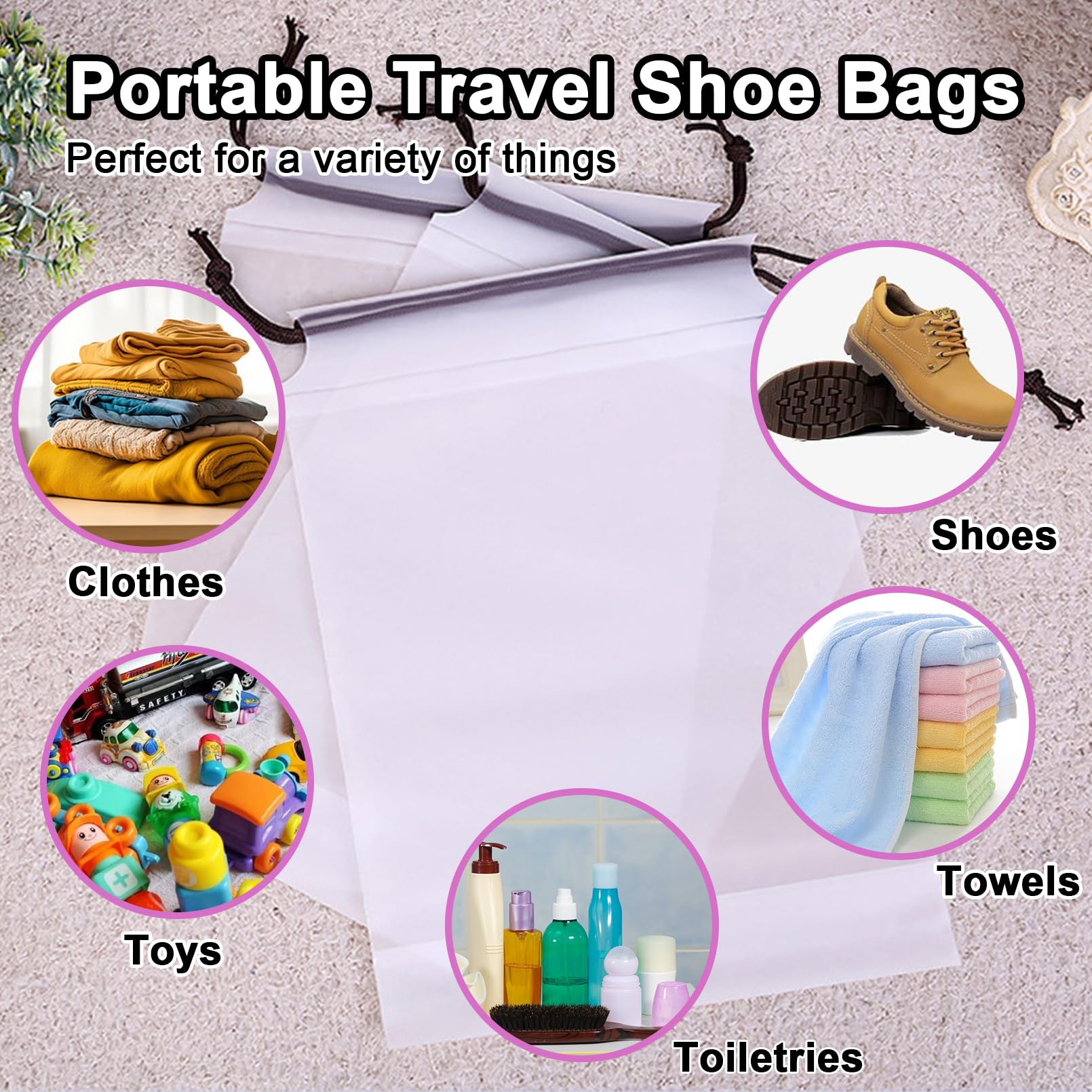 50 Pack Clear Shoe Storage Bags for Travel - Large Waterproof Drawstring Dustproof Shoe Organizers with Rope for Men & Women - Perfect for Packing, Gym, Air Travel & Shoe Protection
