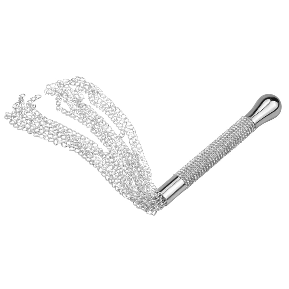 Premium SM BDSM Metal Diamond Handle Chain Whip Flogger - Fetish Hand Paddle for Spanking & Role Play - Perfect for Bondage, Kinky Restraint & Fantasy Sex Toys (Great for Couples Play & BDSM Enthusiasts)