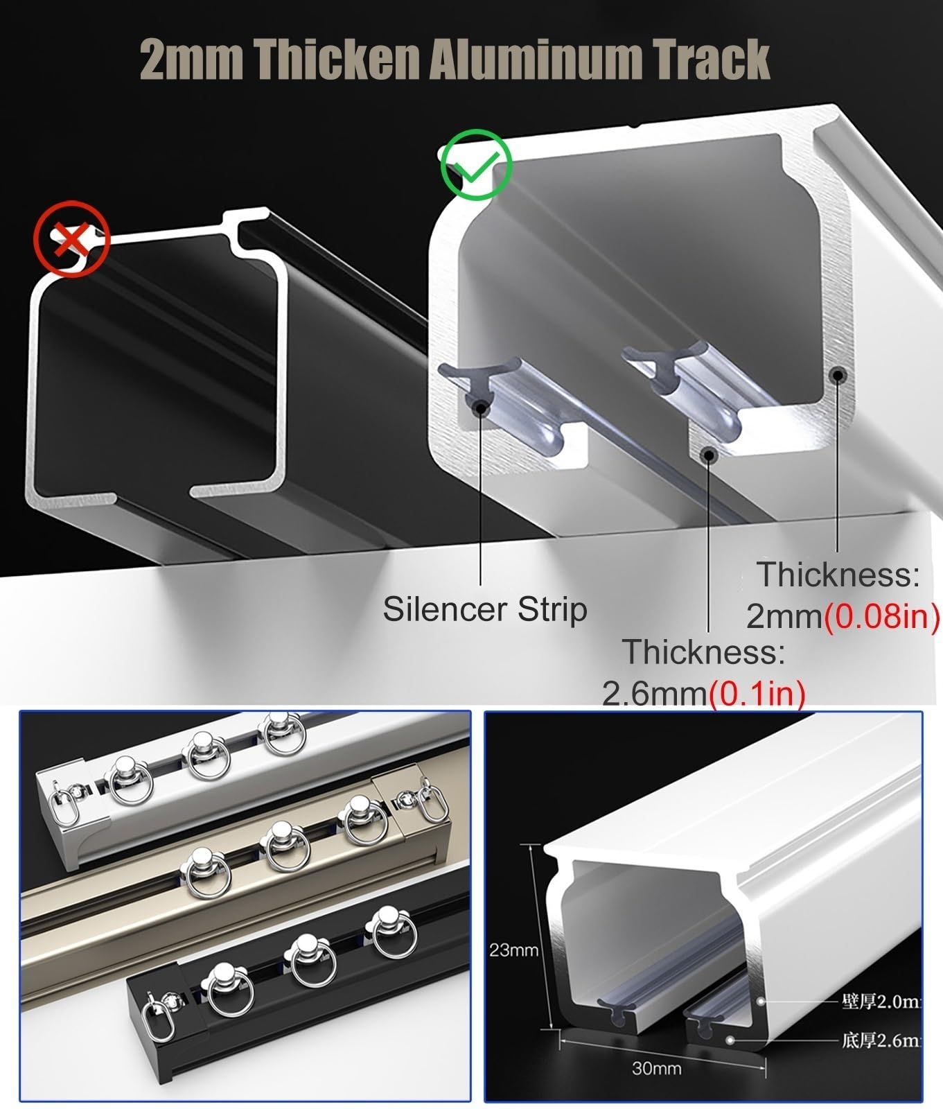 Heavy Duty Ceiling Mount Curtain Track for Thick Curtains - 8m Extra Long Straight Curtain Rail System - 2mm Thick Metal Rod for Living Room, Bedroom, Study & Commercial Use - Room Divider Solution (Color A) - Perfect for Large Windows, Room Partitions and Home Office Spaces