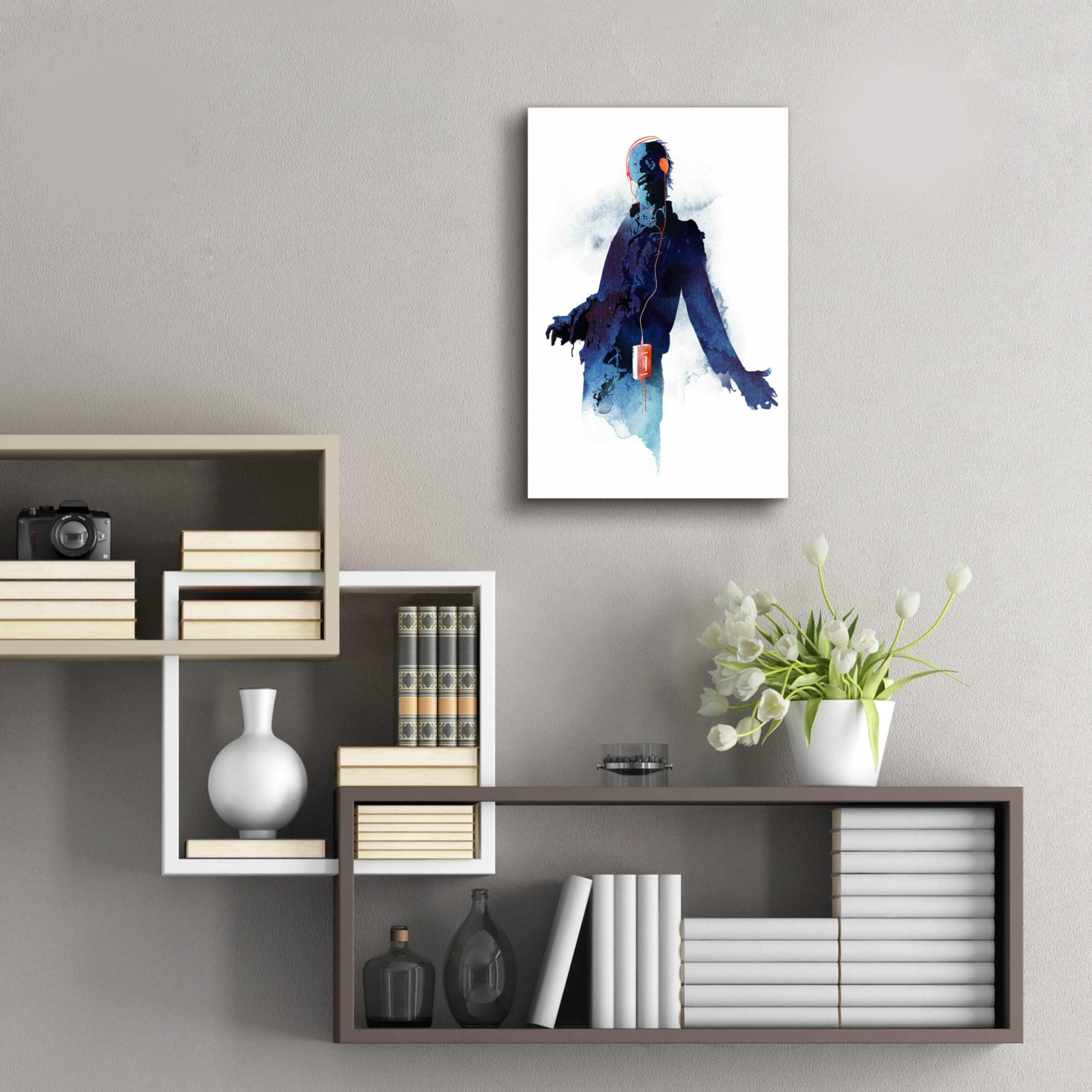 Epic Art 'Walkman Dead' by Robert Farkas - 16x24 Inch Acrylic Glass Wall Art Painting - Modern Pop Art Decor for Living Room, Bedroom & Office