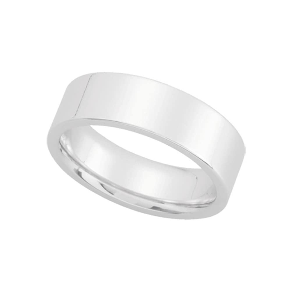 6mm Sterling Silver Flat Comfort Fit Wedding Band for Men & Women - Black Bow Design, Perfect for Engagement, Anniversary & Everyday Wear
