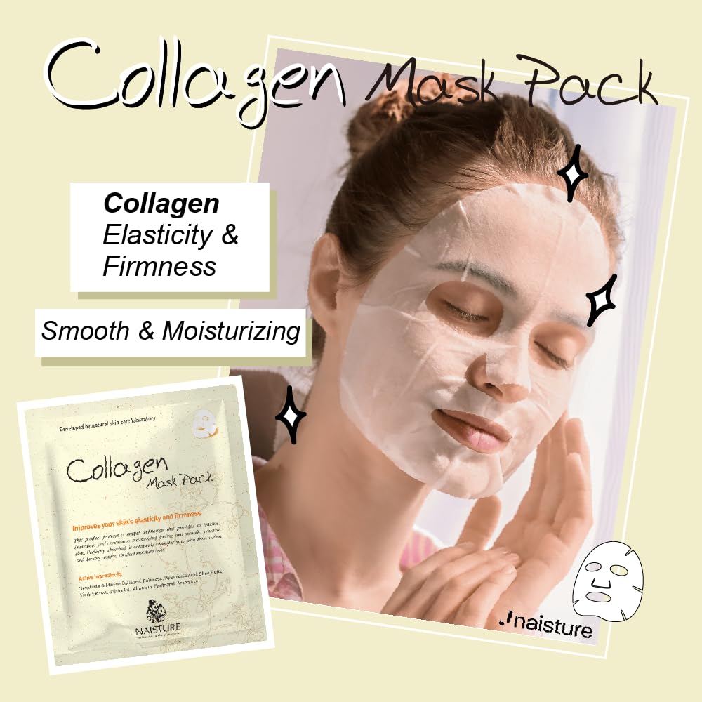 10-Pack Korean Collagen Face Masks - Hydrating & Soothing for All Skin Types | Daily Skincare