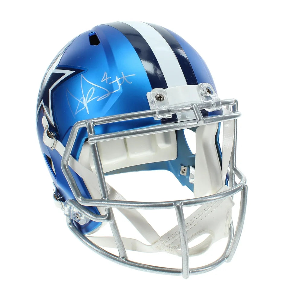 Dak Prescott Autographed Dallas Cowboys Full Size Blaze Helmet with JSA COA - Signed NFL Football Collectible for Fans, Man Cave, Sports Memorabilia Display
