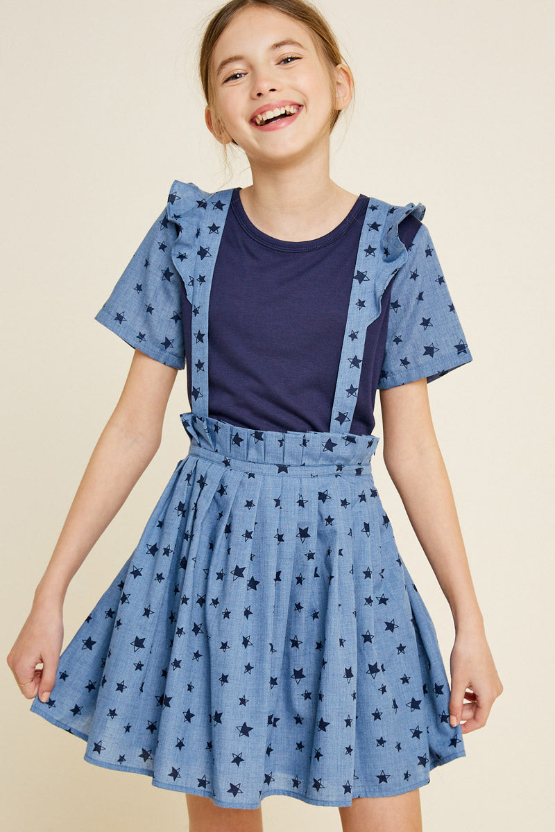 Stylish Suspender Star Print Skirt for Women - Fashionable A-Line Mini Skirt for Casual Outfits, Parties, and Date Nights