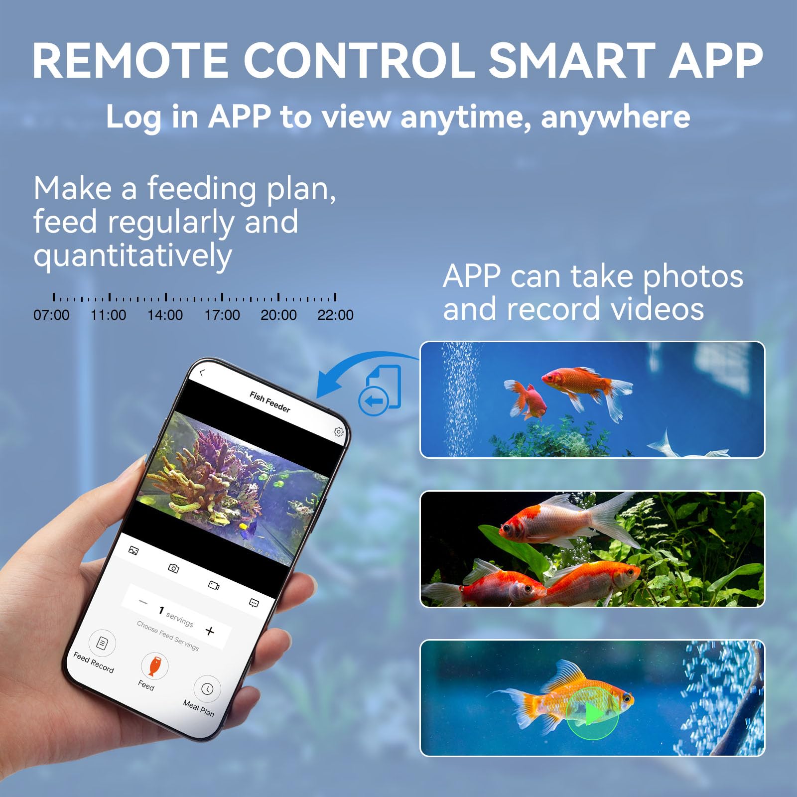 EC Technology Automatic Fish Feeder with 2K Camera & APP Control - Dual Food Dispenser, Infrared Night Vision for Aquarium & Fish Tank - Perfect for Vacation, Office & Home Use